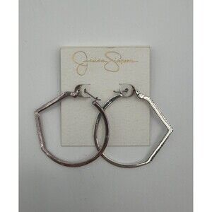 Jessica Simpson Hexagon Hoop Earrings Silver Rose Gold Tone Geometric